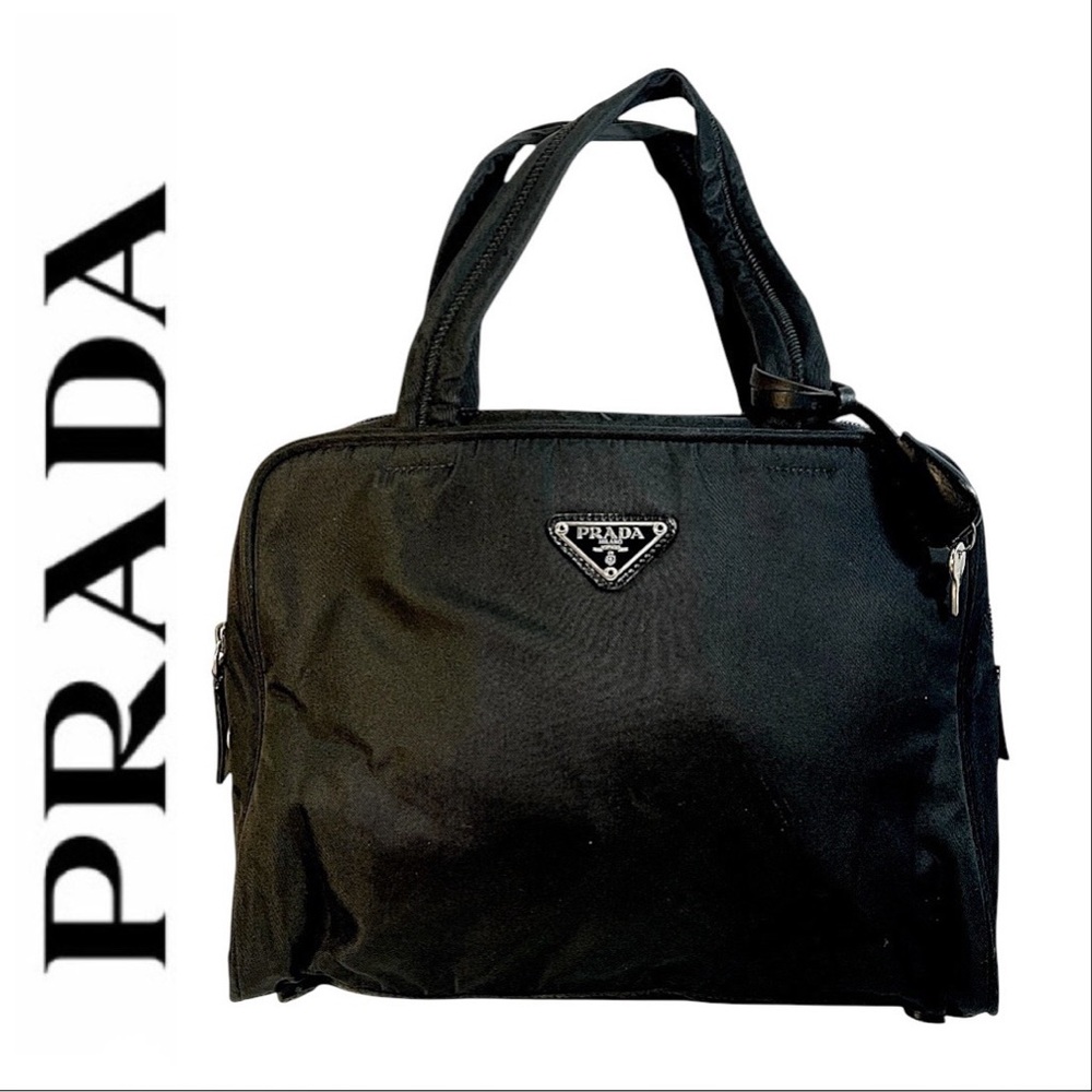 PRADA Black Nylon Tote Bag with Lock & Key NWOT